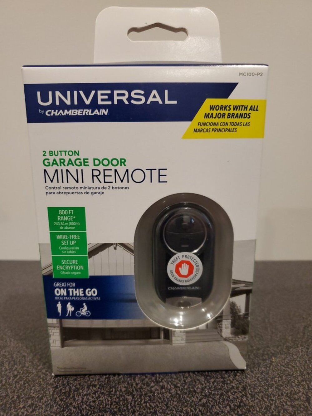 Chamberlain MC100-P2 Universal Mini Garage Door Remote, Plain New